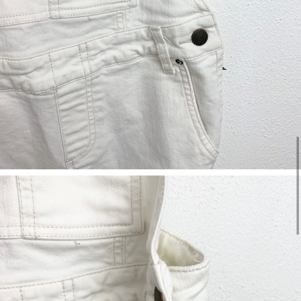 Free People | Washed Denim Overalls Cropped White